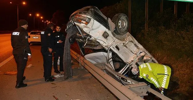Adana’da korkunç kaza! 40 metre takla atarak bariyerlere girdi