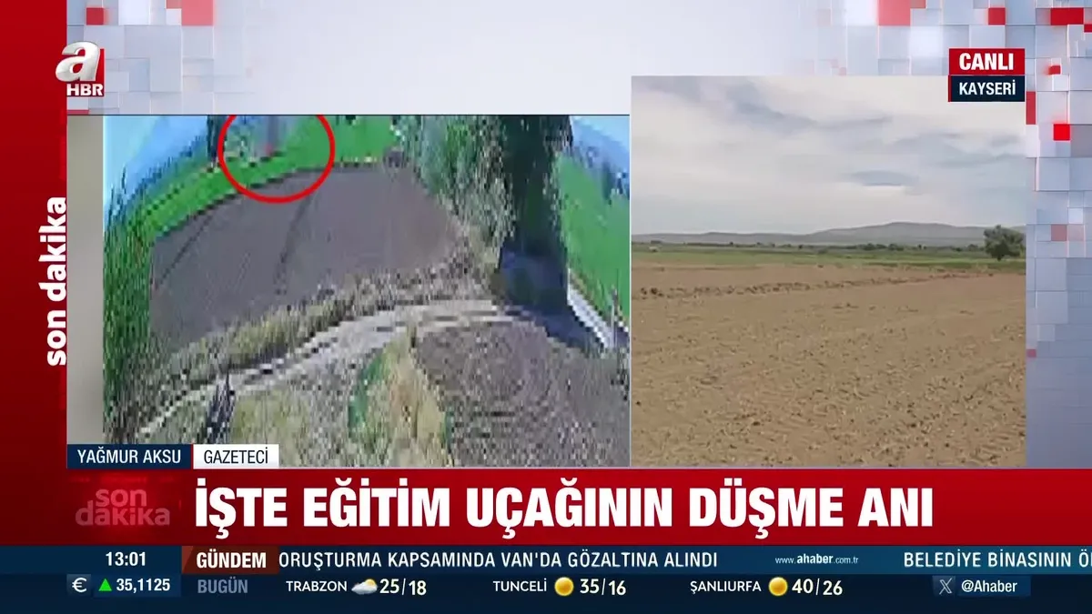 Kayseri'de eğitim uçağı düşme anı kamerada!