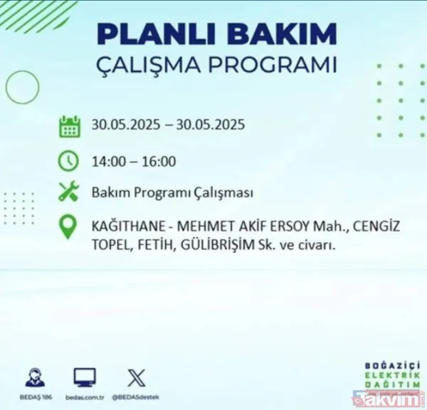 Bedaş | 30 Mayıs İstanbul Elektrik Kesintisi