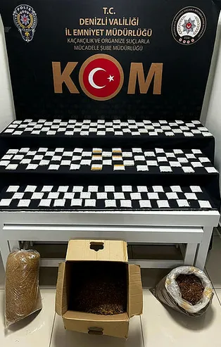 Denizli’de çok sayıda dolu makaron ve 12.5 kilogram kaçak kıyılmış tütün ele geçirildi