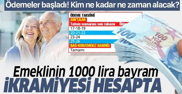 Emeklinin 1000 lira bayram ikramiyesi hesapta! Tahsis numarasına göre kim ne zaman alacak?