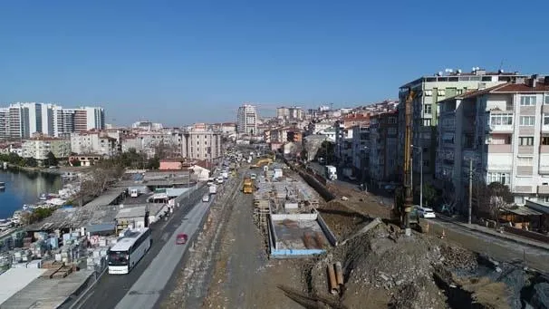 Halkalı-Sirkeci arası banliyö tren hattındaki çalışmalar havadan görüntülendi-6