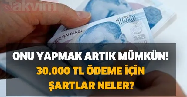 Onu yapmak artık mümkün! 30.000 TL ödeme için şartlar neler?