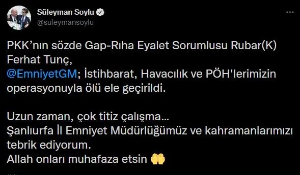 Terör örgütü PKK'ya ağır darbe: Sözde Gap-Rıha Eyalet Sorumlusu Rubar kod adlı Ferhat Tunç etkisiz getirildi-2