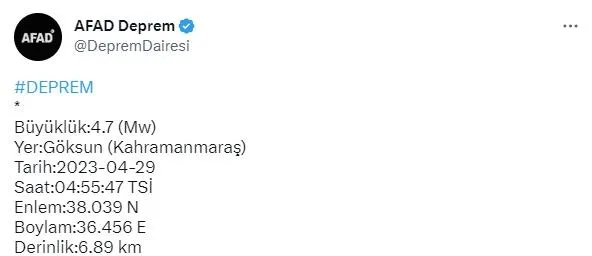afad-kahramanmarasta-47-buyuklugunde-deprem-meydana-geldigini-duyurdu-1682734392010.jpeg AFAD, Kahramanmaraş'ın Göksun ilçesinde 4.7 büyüklüğünde deprem meydana geldiğini duyurdu-2