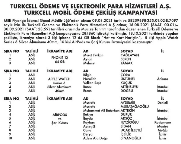 Turkcell mobil ödeme çekiliş kampanyası sonuçlandı! İşte kazananlar-1