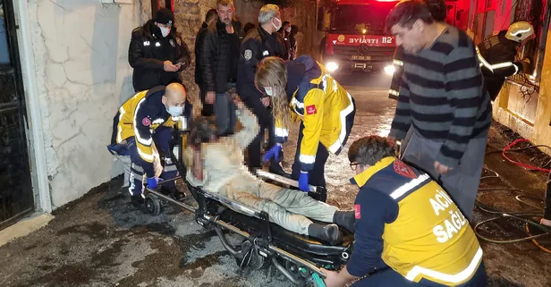 Yangında mahsur kalan adam demir korkuluklar kesilerek kurtarıldı