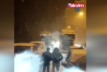 Anadolu otoyolunda kar trafiği durdurdu!