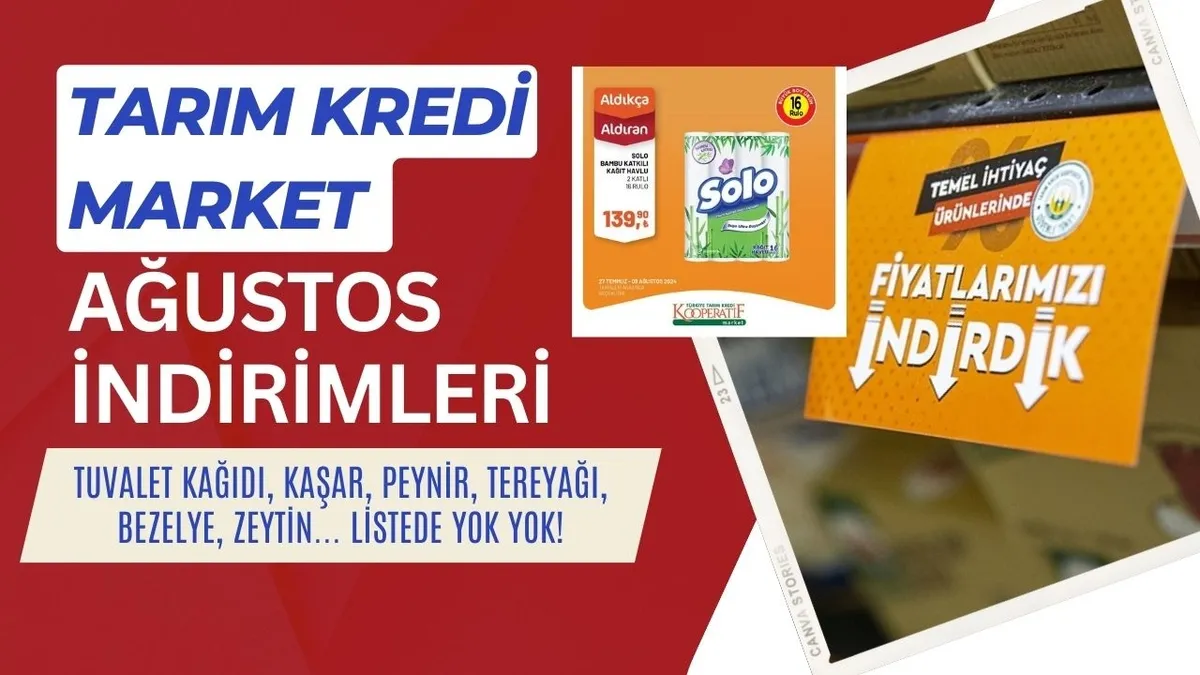 Tarım Kredi Market 29 Temmuz- 9 Ağustos kataloğu yenilendi! 54,90’a düştü; 60 üründe ekstra indirim fırsatı! Yoğurt, peynir, süt, zeytin...