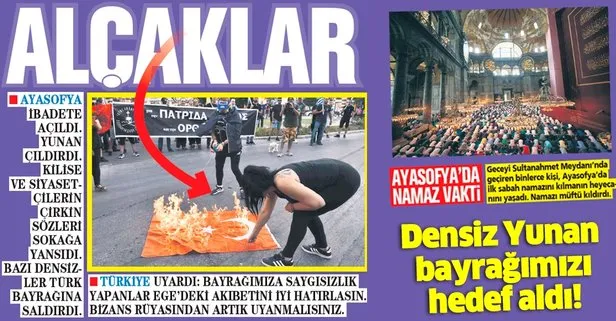 Ayasofya Camii ibadete açıldı, alçak Yunan çıldırdı! Densizler Türk bayrağına saldırdı...