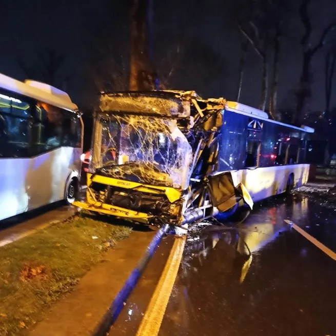 İETTnin bugünkü hasar raporu! Otobüs asırlık ağaca tosladı: 7 yaralı