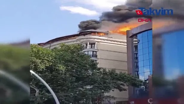 Ankara'da bir otelin çatı katında yangın
