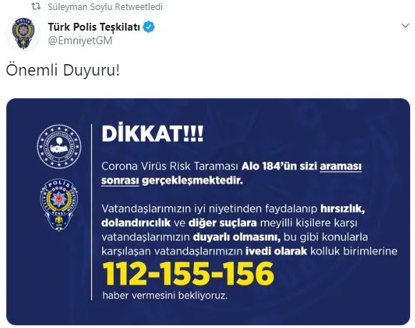Son dakika: Emniyet Genel Müdürlüğünden vatandaşlara 'koronavirüs' uyarısı!-1