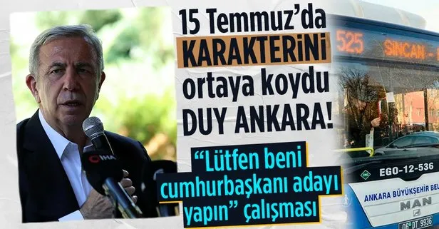 Ankara bunu da gördü! CHP’li Mansur Yavaş, 15 Temmuz’da toplu ulaşımı ücretsiz yapmadı