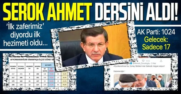 Afyonlular Serok Ahmet Davutoğlu’na dersini verdi! Güney’de AK Parti 1024, Gelecek Partisi 17 oy aldı