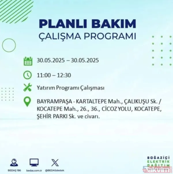 Bedaş | 30 Mayıs İstanbul Elektrik Kesintisi
