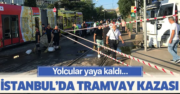 Son dakika: Cevizlibağ'da su tankeri tramvaya çarptı