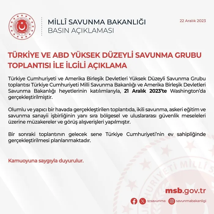abd-ile-savunma-grubu-toplantisi-msb-washingtondaki-toplanti-olumlu-bir-hava-icinde-gerceklesti-1703260307976.jpeg Türkiye ve ABD Yüksek Düzeyli Savunma Grubu toplantısı yapıldı! MSB: Olumlu ve yapıcı bir havada gerçekleşti-2