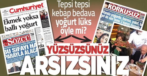 CHP ve yandaş medyasının tarihe geçecek arsızlığı! On binlerce liralık kebap ve tekne keyfine göz yumanlar Erdoğan’ın yoğurt tarifine takıldı!