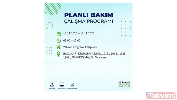 Mahallen listede olabilir! İstanbul'da büyük elektrik kesintisi: BEDAŞ 13 Kasım için saat verdi - 9