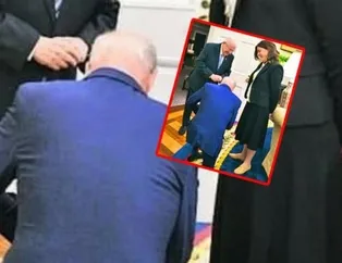 Dünya bu görüntüleri konuşuyor! Joe Biden İsrailli siyasetçinin önünde diz çöktü!