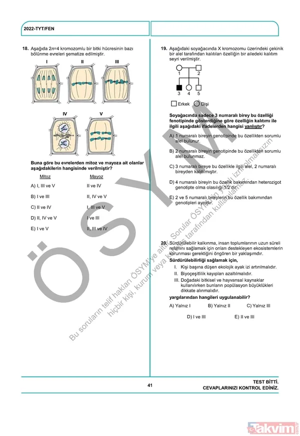 YKS TYT FUL A-B-C-D kitapçığı soru ve cevap anahtarı! 2022 YKS TYT SORU VE CEVAPLARI PDF İNDİR! osym.gov.tr YKS TYT Türkçe, Sosyal Bilimler, Matematik, Fen, Coğrafya, Din cevap anahtarı! - 43