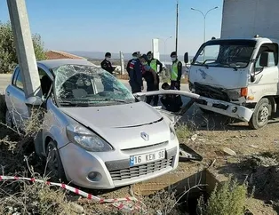 Bursa İnegöl’de kaza! Kamyonet otomobili sürükledi