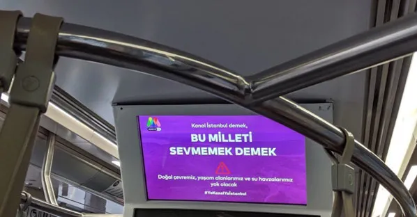 İşte CHP zihniyeti! İstanbul metrolarında "Kanal İstanbul yapılmasın" propagandası!-1