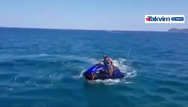 Jet-ski denizde bomba gibi patladı