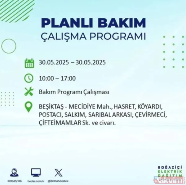 Bedaş | 30 Mayıs İstanbul Elektrik Kesintisi