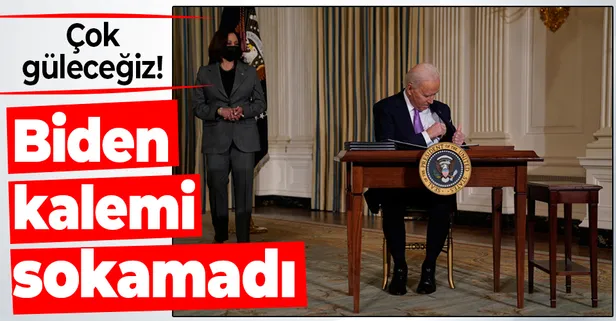 Joe Biden'ın kalemle imtihanı! Cebine sokamadı