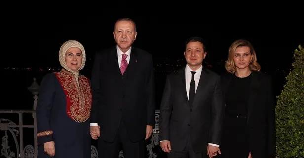Başkan Recep Tayyip Erdoğan Huber Köşkü'nde Zelenskiy ile akşam yemeğinde bir araya geldi
