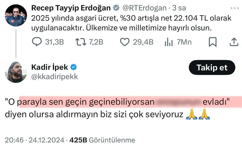 Başkan Erdoğan'a alçak hakaretlerde bulundu. (Ekran görüntüsü)