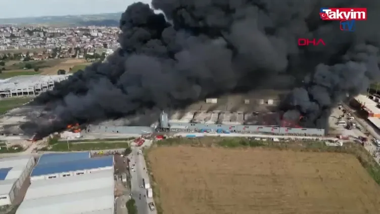 İnegöl'de büyük fabrika yangını