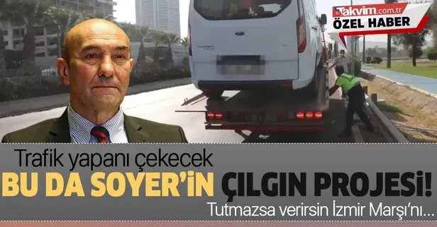 CHP’li İzmir Büyükşehir Belediye Başkanı Tunç Soyer trafik sorununu çözmek yerine çekici hizmeti vermeye başladı!