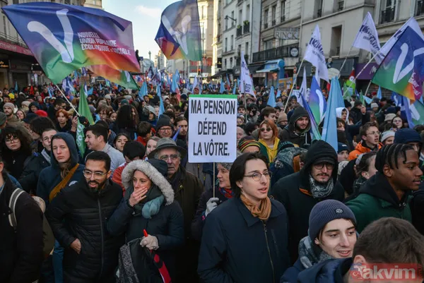 Paris yangın yeri! Fransa'daki 'emeklilik' reformu gösterilerinde gençler de sahnede: Macron'a tepki büyük - 9