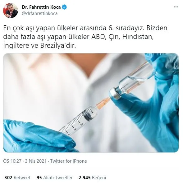 Son dakika: Sağlık Bakanı Fahrettin Koca açıkladı! Türkiye'de 16.668.844 doz koronavirüs aşısı yapıldı-2