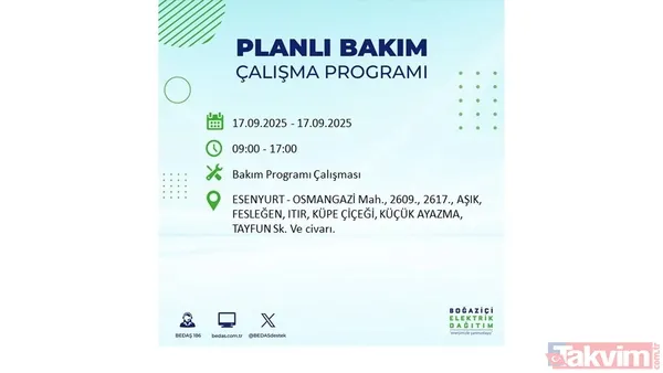 17 Eylül 2025 elektrik kesintisi bildirimi: İstanbul'da elektrik kesintisi olacak ilçeler hangileri? BEDAŞ mahalle mahalle listeledi - 2
