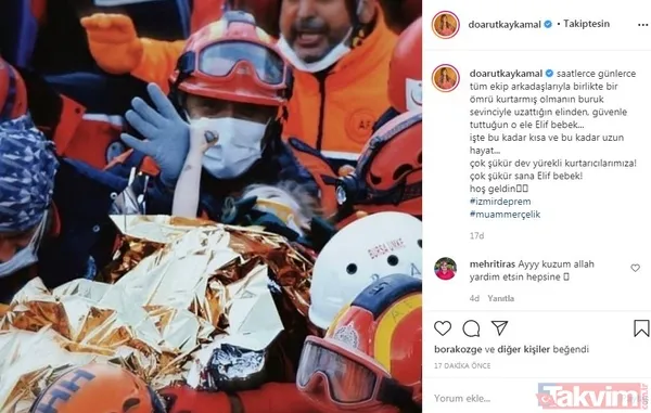 Elif bebek 65 saat sonra Türkiye'ye umut oldu! Ünlülerden Elif Perinçek paylaşımı: Bize yaşattığın mutluluk ve umut... - 12