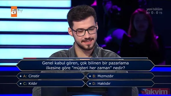 Kenan İmirzalıoğlu'nun sunduğu Kim Milyoner Olmak İster'de hareketleri ve cevaplarıyla geceye damga vuran yarışmacı! - 7