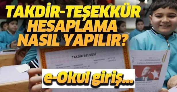 Takdir teşekkür hesaplama nasıl yapılır?