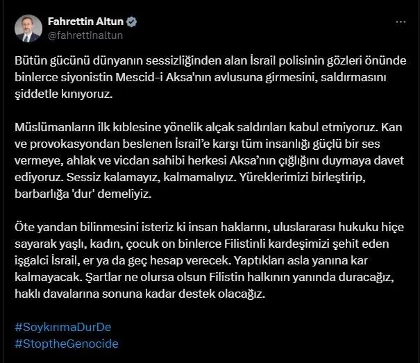 soykirimci-itamar-ben-gvirin-mescid-i-aksa-provokasyonuna-turkiyeden-pes-pese-cok-sert-tepkiler-lanetliyoruz-1723578812699.jpeg Soykırımcı Itamar Ben Gvir'in Mescid-i Aksa provokasyonuna Türkiye'den peş peşe çok sert tepkiler: Lanetliyoruz-5