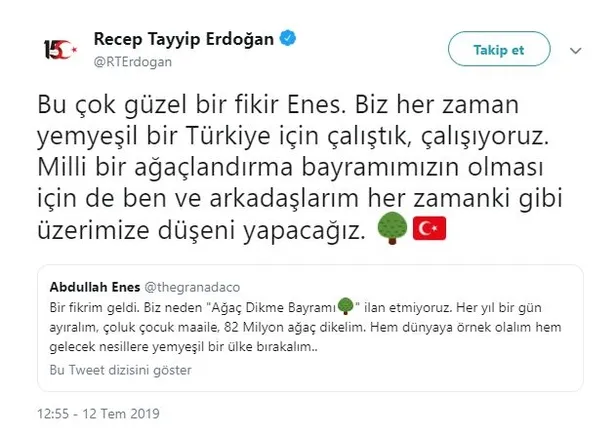 Başkan Erdoğan'dan 'Milli ağaçlandırma bayramı' müjdesi-1