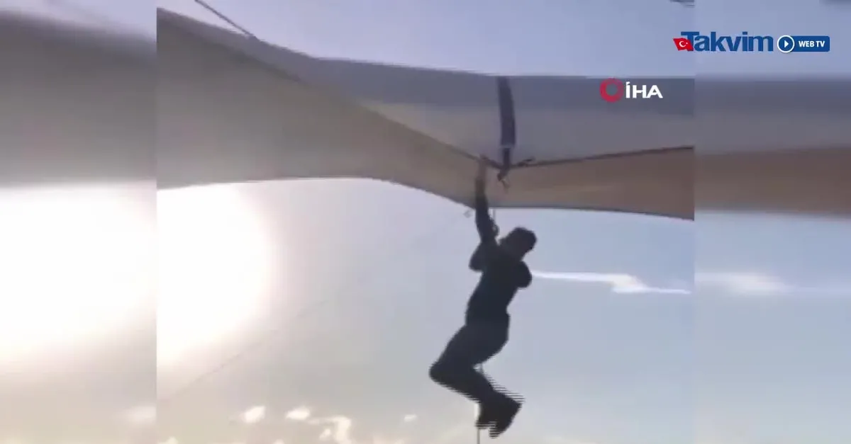 Fırtına pazarcıyı metrelerce havaya uçurdu