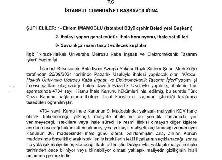 İstanbul Cumhuriyet Başsavcılığına suç duyurusu (Takvim.com.tr)