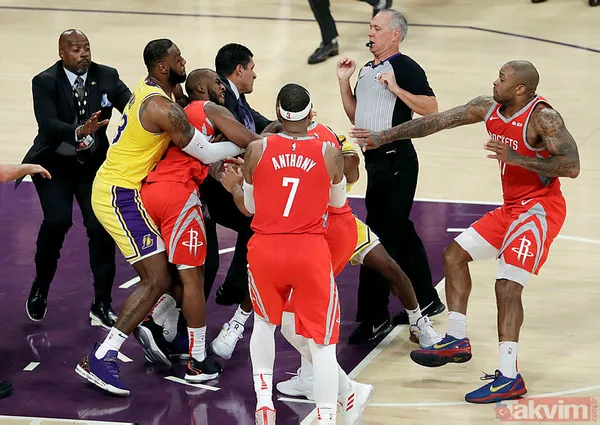 Los Angeles Lakers - Houston Rockets maçında kavga! - 11