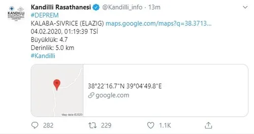 Elazığ’da korkutan deprem! AFAD Kandilli son depremler