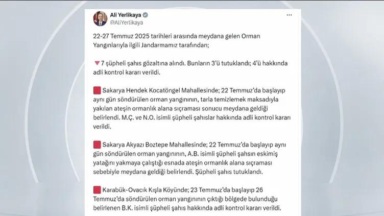 Orman yangınlarında 3 şüpheli tutuklandı!
