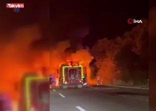 Bolu TEM’de yolcu otobüsü alev topuna döndü