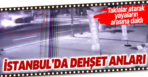 Sancaktepe'de otomobil kaldırıma uçtu, yayaların arasına daldı: Yaralılar var